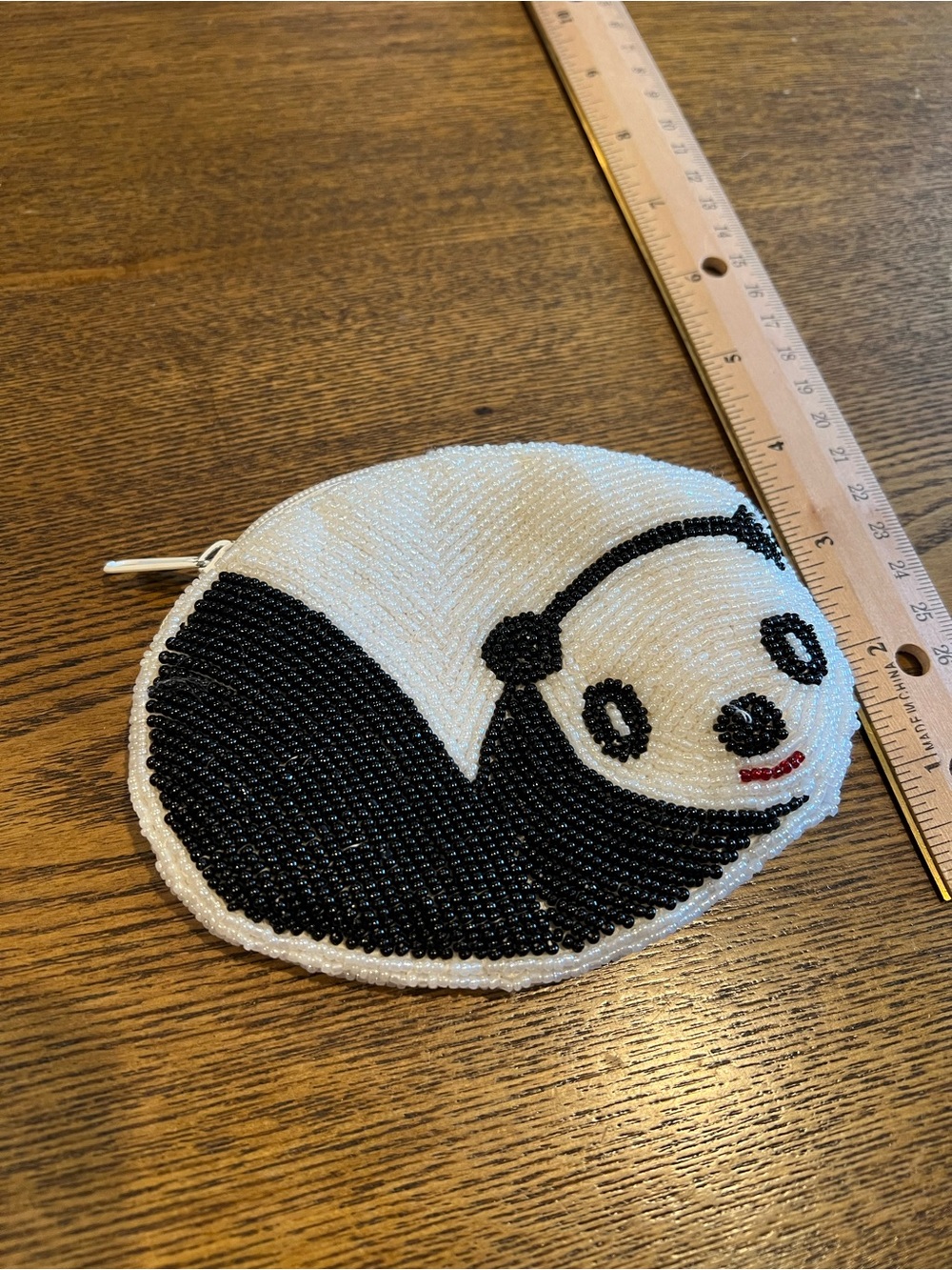 Beaded Panda Coin Purse - White & Black